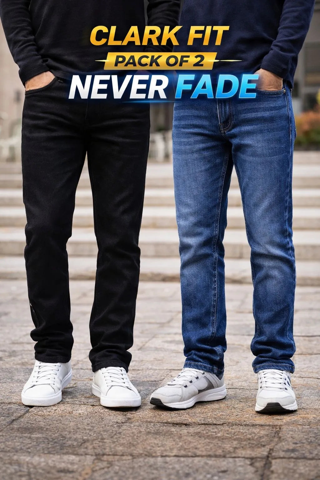 Premium Never Fade Denim Jeans (Pack of 2 )