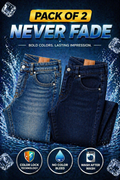 Premium Never Fade Denim Jeans (Pack of 2 )