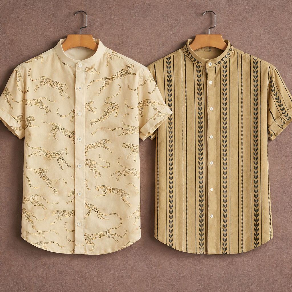 Men’s Premium Cotton Designer Shirt – Pack of 2