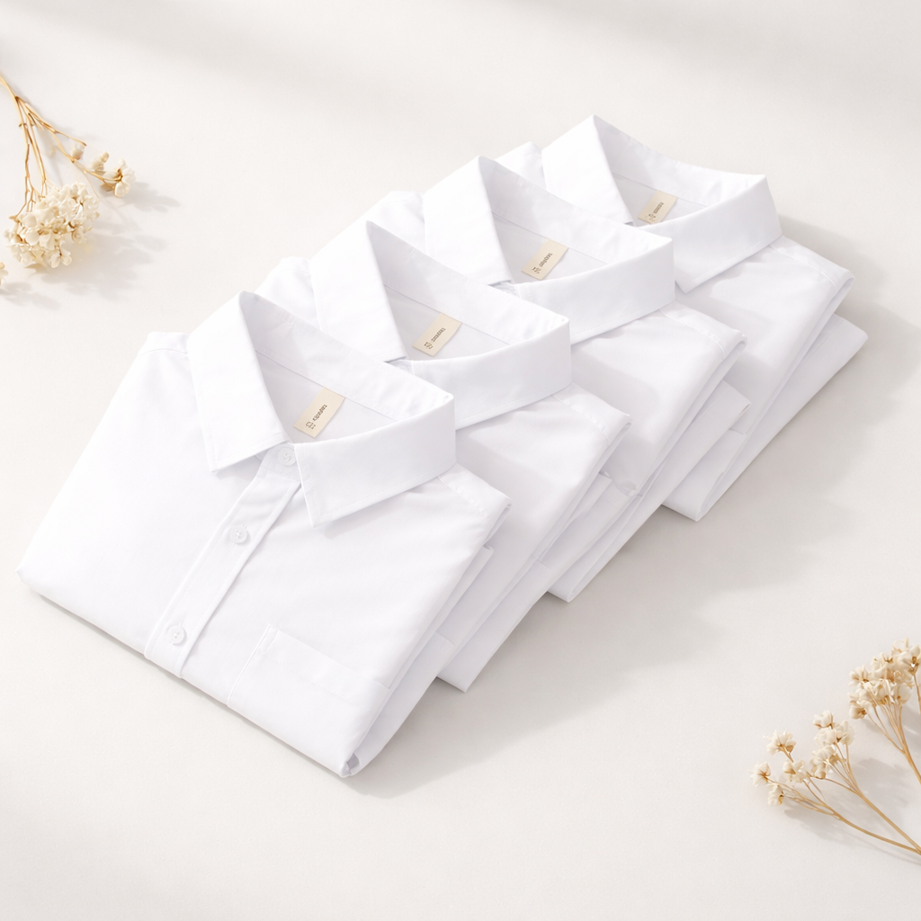 Men's Premium Line White Cotton Linen Shirt (Pack Of 4)