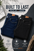 Premium Never Fade Denim Jeans (Pack of 2 )