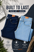 Premium Never Fade Denim Jeans (Pack of 2 )