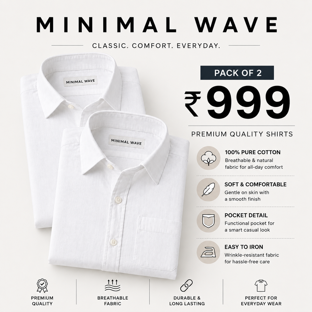 White Luxurious Cotton Shirt- Pack Of 2
