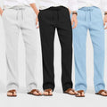 Combo of 3 Linen Loose Fit Men Pant Blue-Black and Light Gray