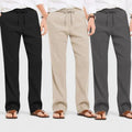 Combo of 3 Linen Loose Fit Men Pant Dark Gray-Light Beige and Black