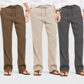 Combo of 3 Linen Loose Fit Men Pant Dark Gray-Light Beige and Brown