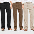 Combo of 3 Linen Loose Fit Men Pant Light Beige-Brown and Black