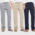 Combo of 3 Linen Loose Fit Men Pant Navy Blue-Light Beige and Gray