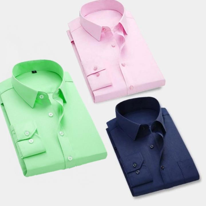 Navy, Pink , GreenPremium Cotton Casual Shirts Pack Of 3