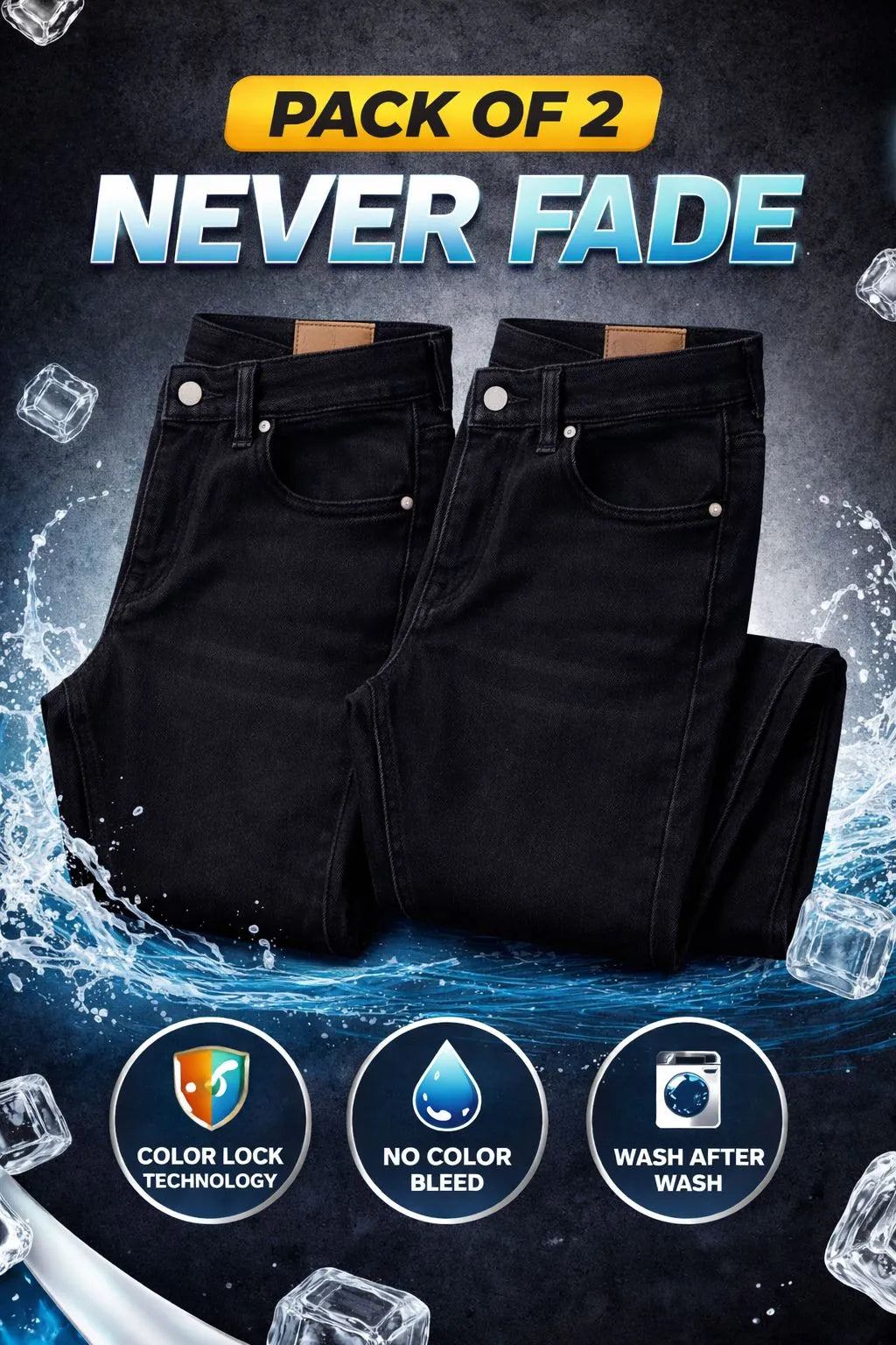 Premium Never Fade Denim Jeans (Pack of 2 )