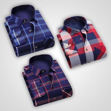 Premium 100% Cotton  Check Casual Shirts(Pack Of 3 )